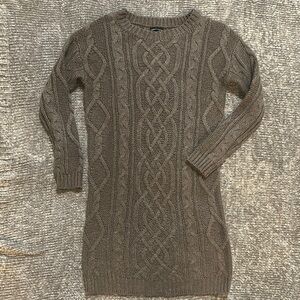 EUC Moda International taupe/grey Cable Knit wool Sweater Dress size XS